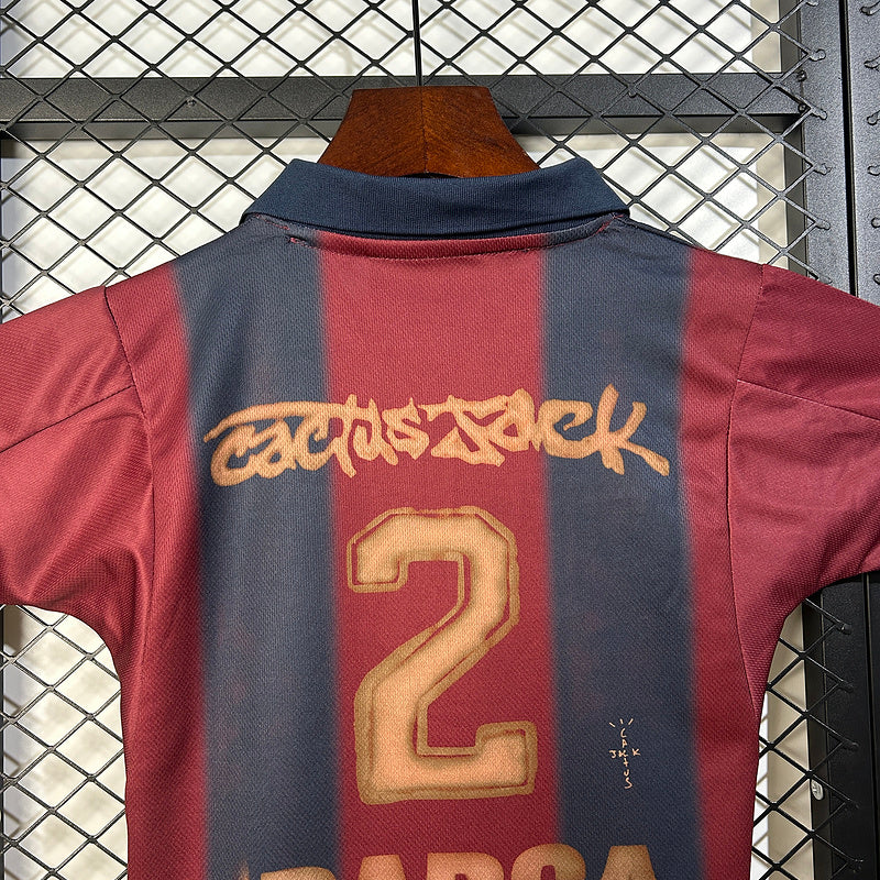 Kids Travis Scott x FC Barcelona Retro Kit 2000/01 Home Skeleton
